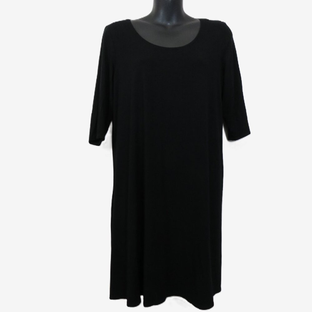 Eileen Fisher size Large Black Shift Tunic Scoop Neck Basic Lagenlook